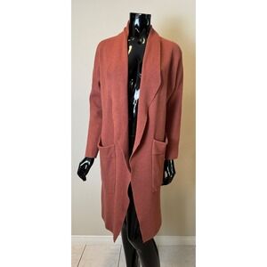 ANRABESS Long Cardigan Women's Small Rust Open Front Duster Sweater Coat Pockets